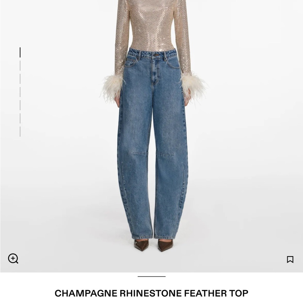 Self-Portrait, CHAMPAGNE RHINESTONE FEATHER TOP - Picture 4 of 17